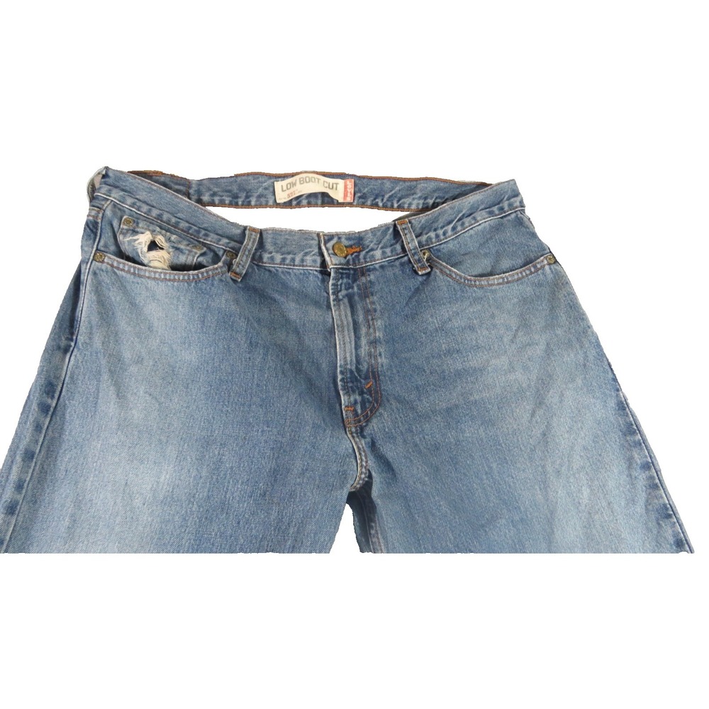 VTG Y2K Levis 527 Low Boot Cut Jeans Men 36x34 Blue Denim Distressed Faded Pants - Picture 5 of 13